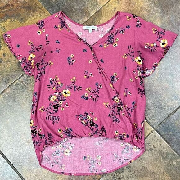 Grace & Lace Floral Wrap Blouse Small - Picture 4 of 9